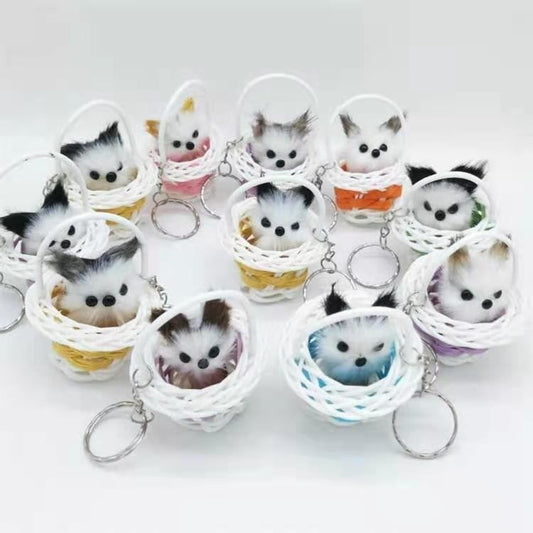 11323 Birthday party Return gift ideas bulk for kids children boys girls Cute Kitty in Sitting Basket Keychain
