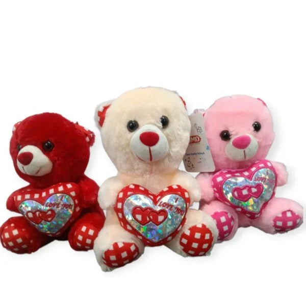 20086 Lovely Teddy Bear Sitting With Heart 21 Cm {Multicolour}
