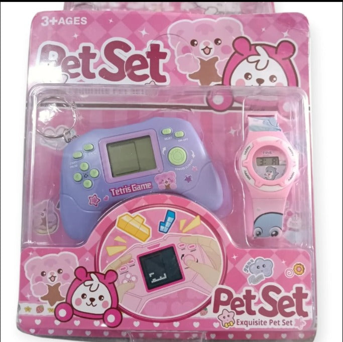 20095 Retro Video Game Keychain with Watch for Boys and Girls {Random Color}