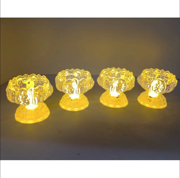 KT-C148 Candle Light Yellow Lotus Lamp Tea Lights Household Lights Front Light Lotus Candle Holder Tealights Candle Lamp Desktop Light