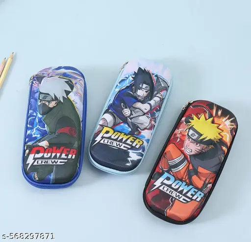 HBC-188948 Naruto Pencil Case – Anime EVA Zipper Pouch for Kids & Students | Durable Stationery Box | Large Capacity Pencil Pouch (Random Design)