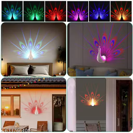 10758 Peacock Light for Wall Living Room Peacock Wall Light Projector for Kids Color Changing Led Night Light Lamp