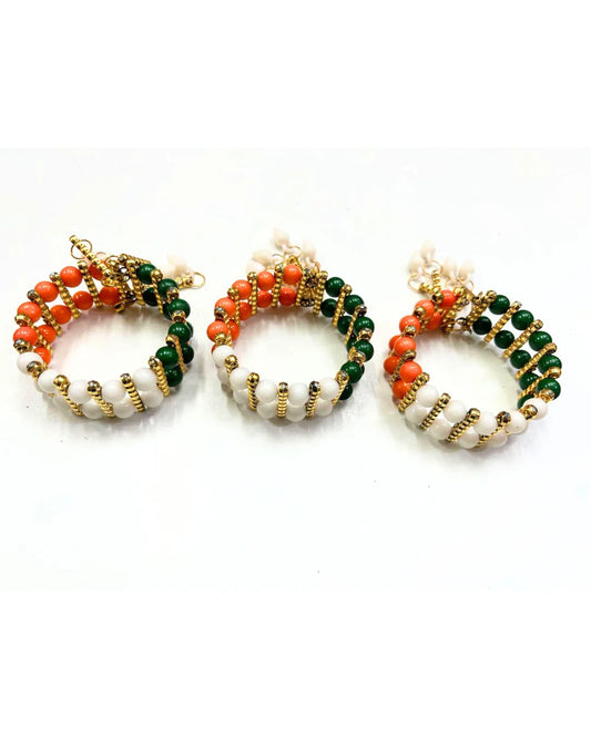 10238 Crystal Metal Stratchable Tiranga Tricolor Bracelet Adjustable