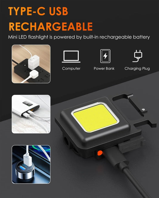 20024 Rechargeable LED Keychain Light, USB Charging, Black