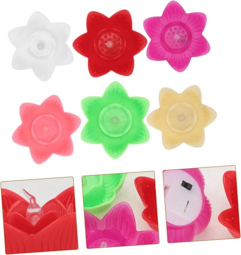 11159 {Pack of 6} Lotus Lantern Night Lamps Decorative Night Lights Lanterns Floating Pool Lights Pool Lotus Lights Floating Flower Lights for Pond Beautiful Lantern Night Flower Light