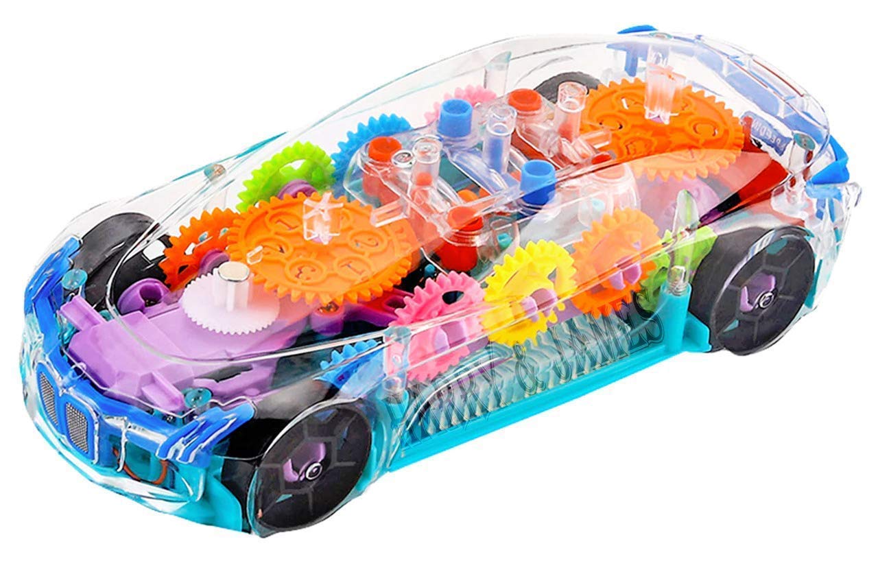 333-48 Transparent Concept car 3D Super Car Toy, Car Toy for Kids with 360 Degree Rotation, Gear Simulation Mechanical Car, Sound & Light Toys for Kids