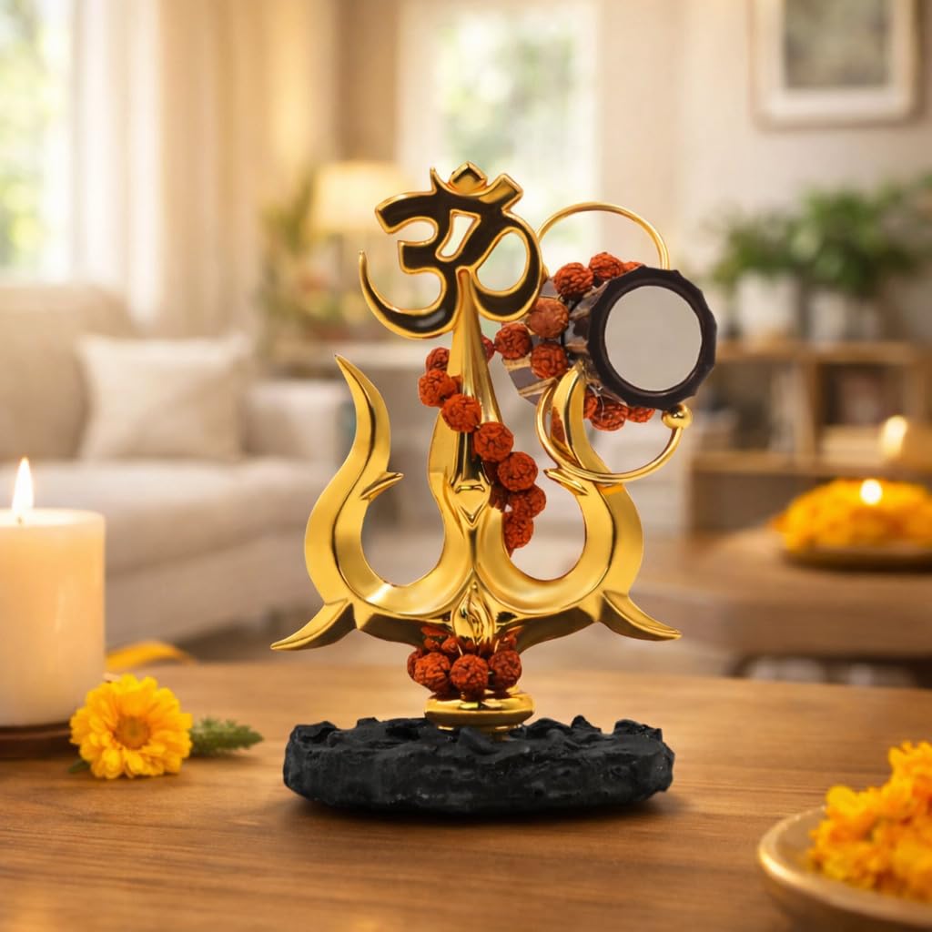 21109 Resin Mahadev Trishul Murti for Home Temple, Car Dashboard & Office | Compact Lord Shiva Idol for Puja, Meditation & Spiritual Decor | Shiv Showpiece 8.5×6.5×11 cm