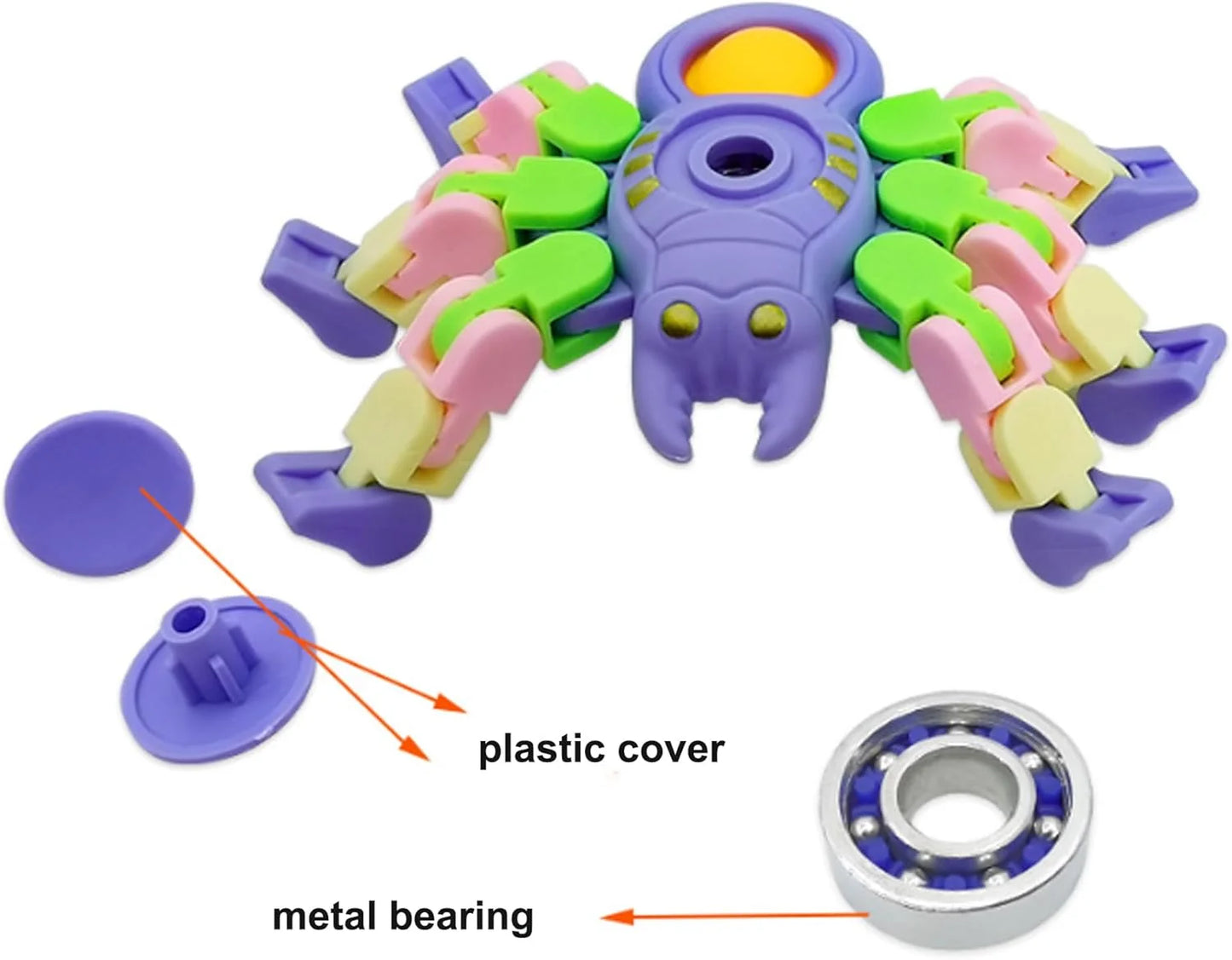 10324 (6 pcs) Fidget Spinners, Transformable Chain Spider Fingertip Toy, Gyro Fidget Sensory Toys, Stress Relief Fidget Toy for Kids Adult