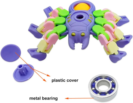 10324 (6 pcs) Fidget Spinners, Transformable Chain Spider Fingertip Toy, Gyro Fidget Sensory Toys, Stress Relief Fidget Toy for Kids Adult