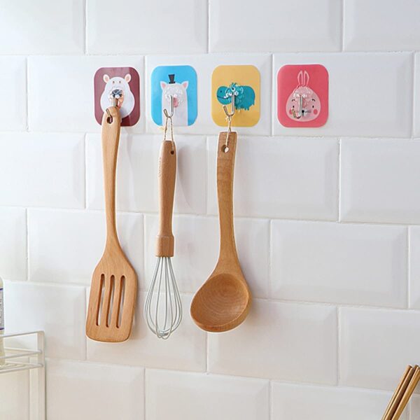 10533 Hook Design 12 PCS Cute Sticky/Adhesive Hooks, Water Proof, Decorative Wall Hook with Cartoon Designs, Hanger for Office, Home, Bedroom, Bathroom, or Kitchen