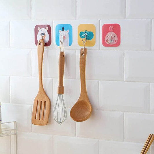 10533 Hook Design 12 PCS Cute Sticky/Adhesive Hooks, Water Proof, Decorative Wall Hook with Cartoon Designs, Hanger for Office, Home, Bedroom, Bathroom, or Kitchen