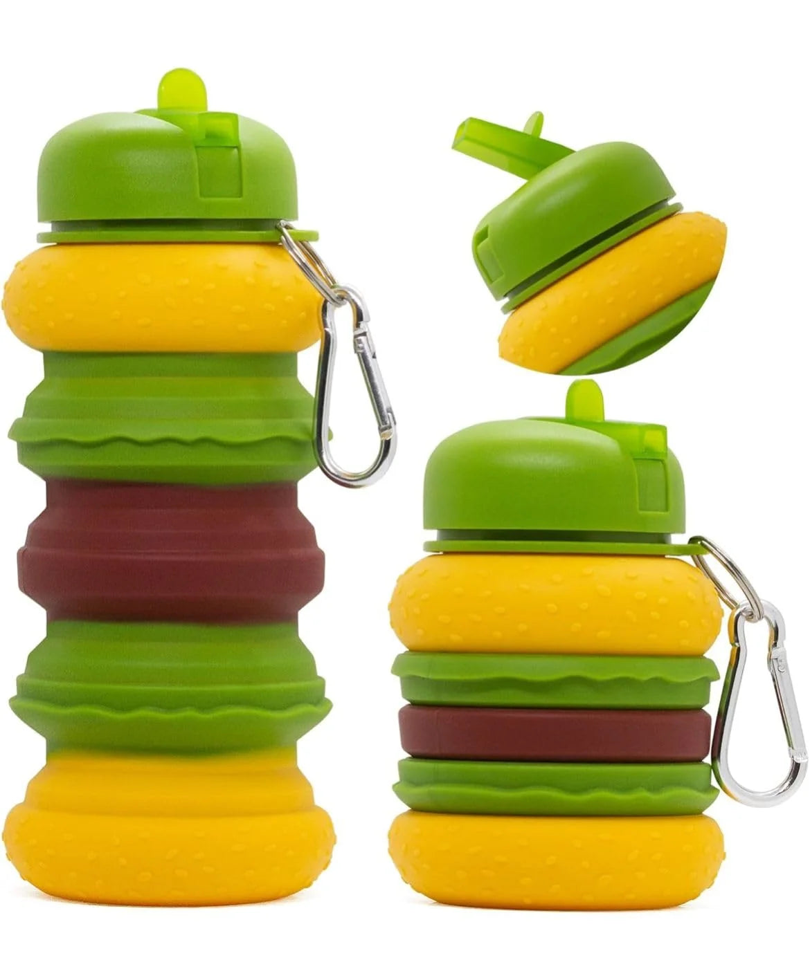9057 Silicone Burger Shape Water Bottle BPA-Free 600 ML Water Bottle for School, Travel ,Trekking, Picnic (Random Design)