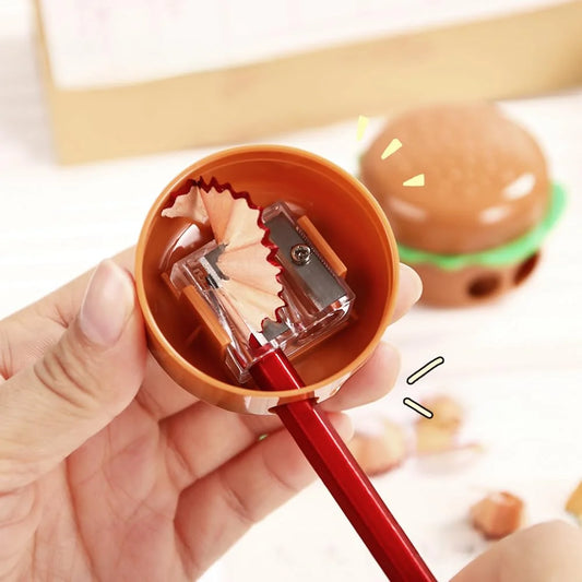 0098 Double Hole Fast Food Burger Pencil Sharpener for Kids, School Stationery