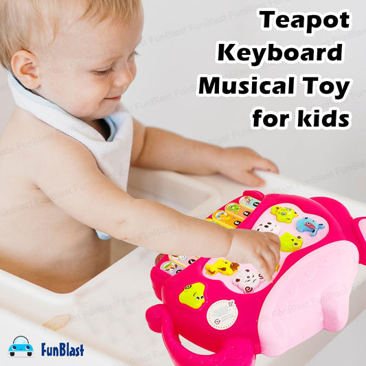 10725 Piano for Kids – Electric Teapot with Organ Keyboard Musical Instrument Toys, Teapot Keyboard with Flashing Lights, Animal Sounds and Songs, Musical Toys for Kids (Multicolour)