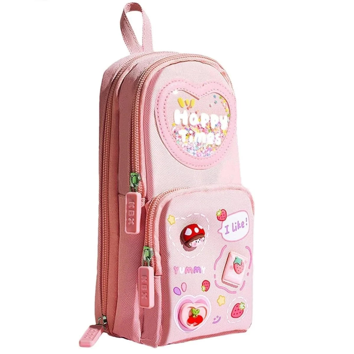 CK-161 Kawaii Pencil Pouch 3 Compartment Cute Pencil Poucha Aesthetic Pencil Box for Girls Large Capacity Pen Pencil Pouch Multifunctional Stationery Organizer for School Office