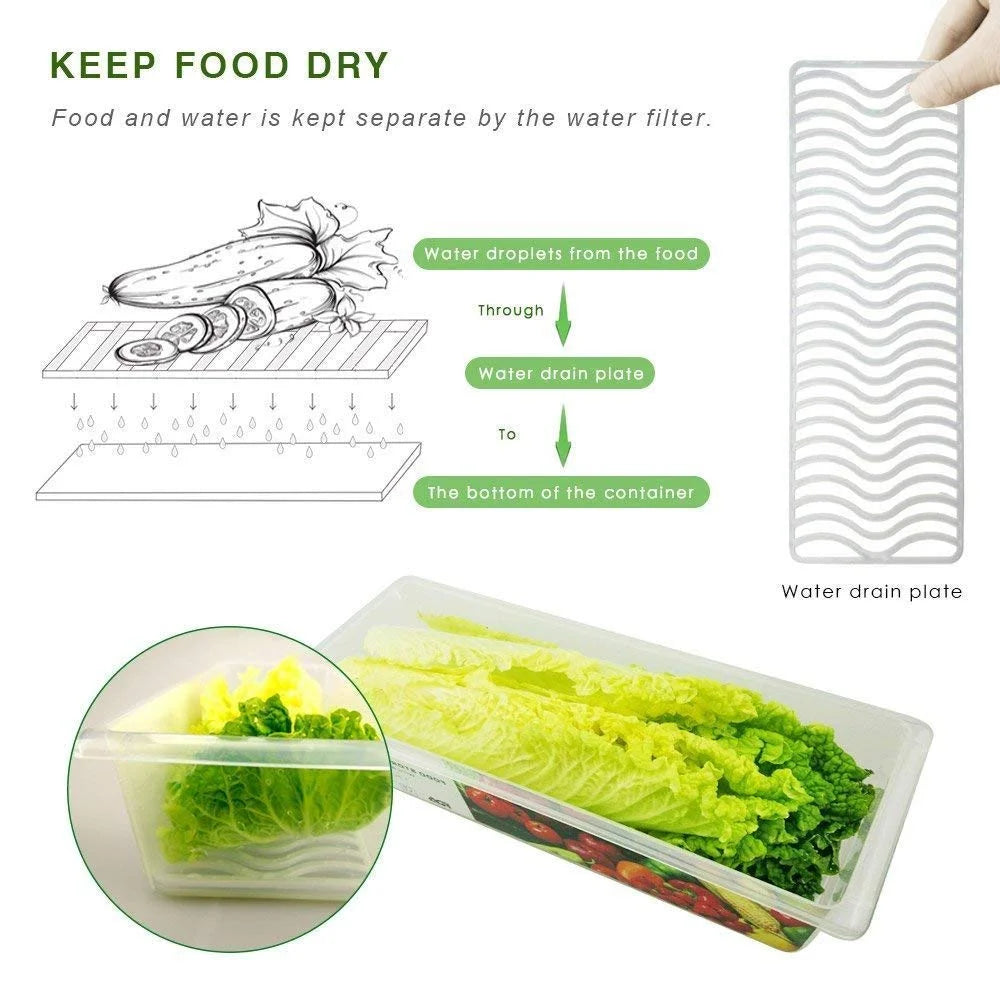 10028 Kitchen Fridge Organizer Case Removable Drain Plate Tray For Keep Fruits Vegetables (Set Of 6 Boxs)