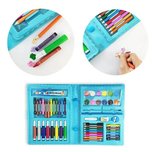 20054 68 pcs colour-set drawing-kit for kids cute stationery painting colors set box {Pink, Blue}