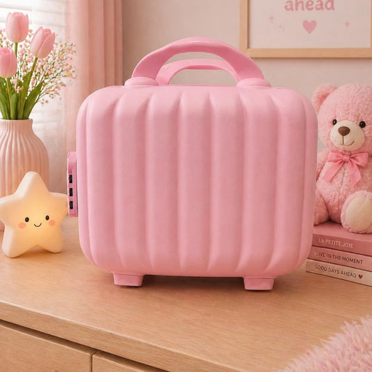 20766 Mini Vanity Travel Makeup Bag | Hard Shell Vanity Case with Number Lock | Portable Cosmetic Storage Suitcase for Women & Girls {Random Color}