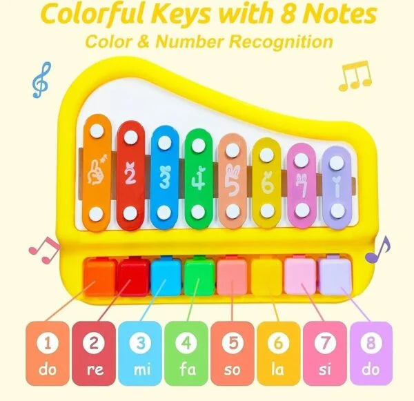 FZ0106 Piano Xylophone Toy for Toddlers, 8 Multicolored Key Keyboard Xylophone Piano