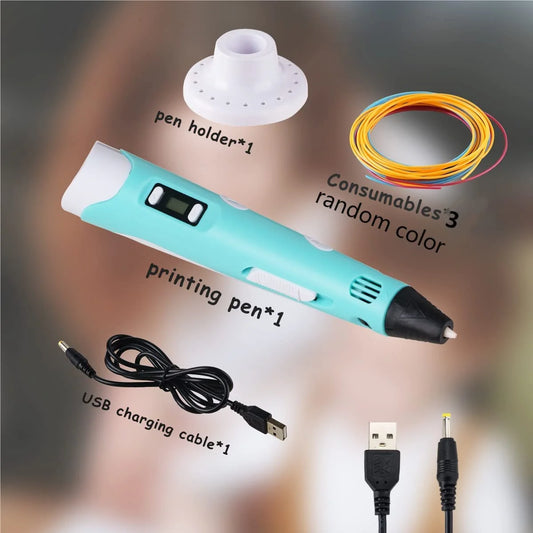 1829 3D Pen Professional |3D Printing Drawing Pen With Different Color Abs / Pla Filament For Creative Modelling | Project And Education Purpose |Random Color