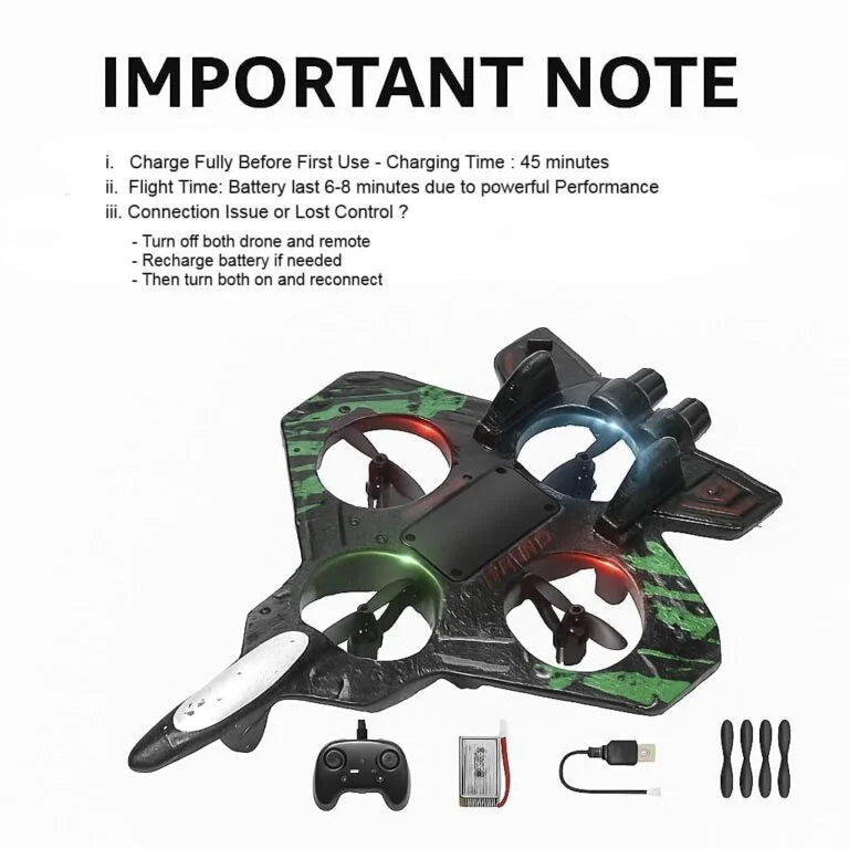 H36 Star Fighter RC Plane, 2.4G Remote Control flying Airplane Toy with LED Lights, 360° Tumbling