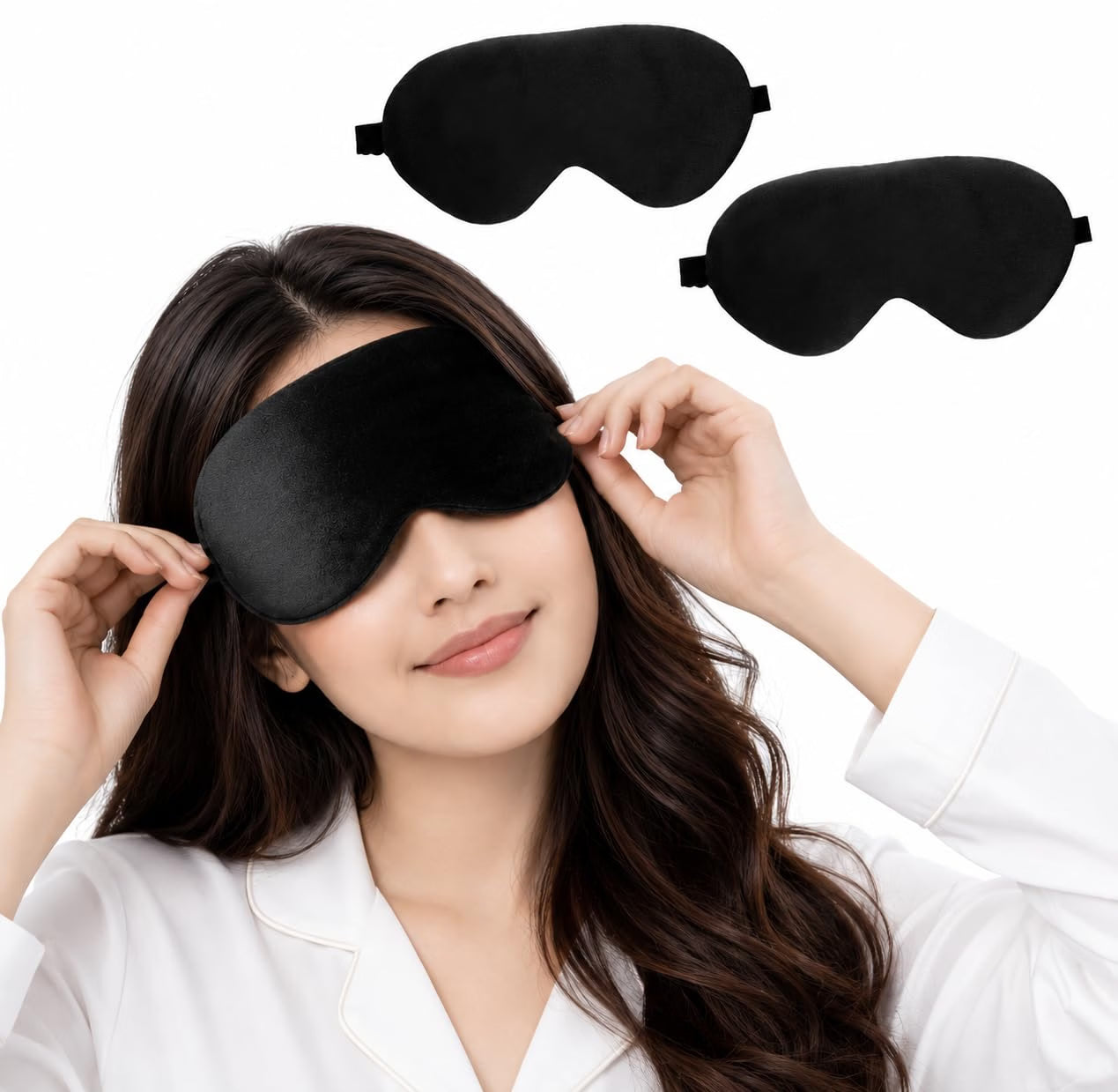 31141 Black Sleep Eye Mask, Soft Blindfold with Adjustable Elastic Strap, Light Blocking, Perfect for Travel, Meditation