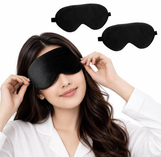 21179 Black Sleep Eye Mask, Soft Blindfold with Adjustable Elastic Strap, Light Blocking, Perfect for Travel, Meditation