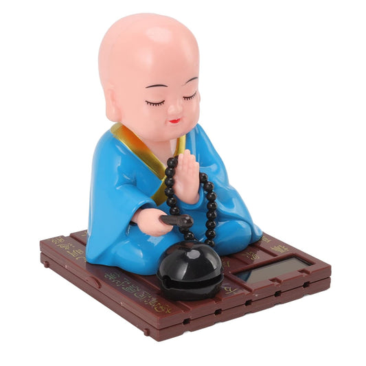 20594 Little Monk Figurine, Solar Chinese Little Buddha Monk Statue, Bring Good Fortune Decoration Ornament, Funny Car Shaking Head Toy