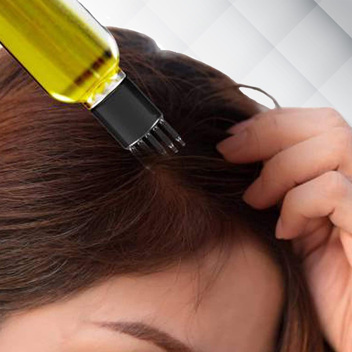 20465 Hair Oil Applicator Bottle with Comb Nozzle 100ml Transparent Refillable Leak-Proof Hair Root Comb Bottle