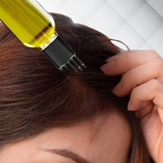 20465 Hair Oil Applicator Bottle with Comb Nozzle 100ml Transparent Refillable Leak-Proof Hair Root Comb Bottle