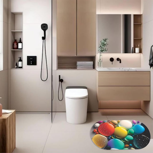 20452 Bathroom mat, Door Mat, Floor Mat, Bathroom Decor, Anti-Slip, Absorbent Bath Rug, Quick Drying, Easy Care Shower Rug, Decorate {Random Design}