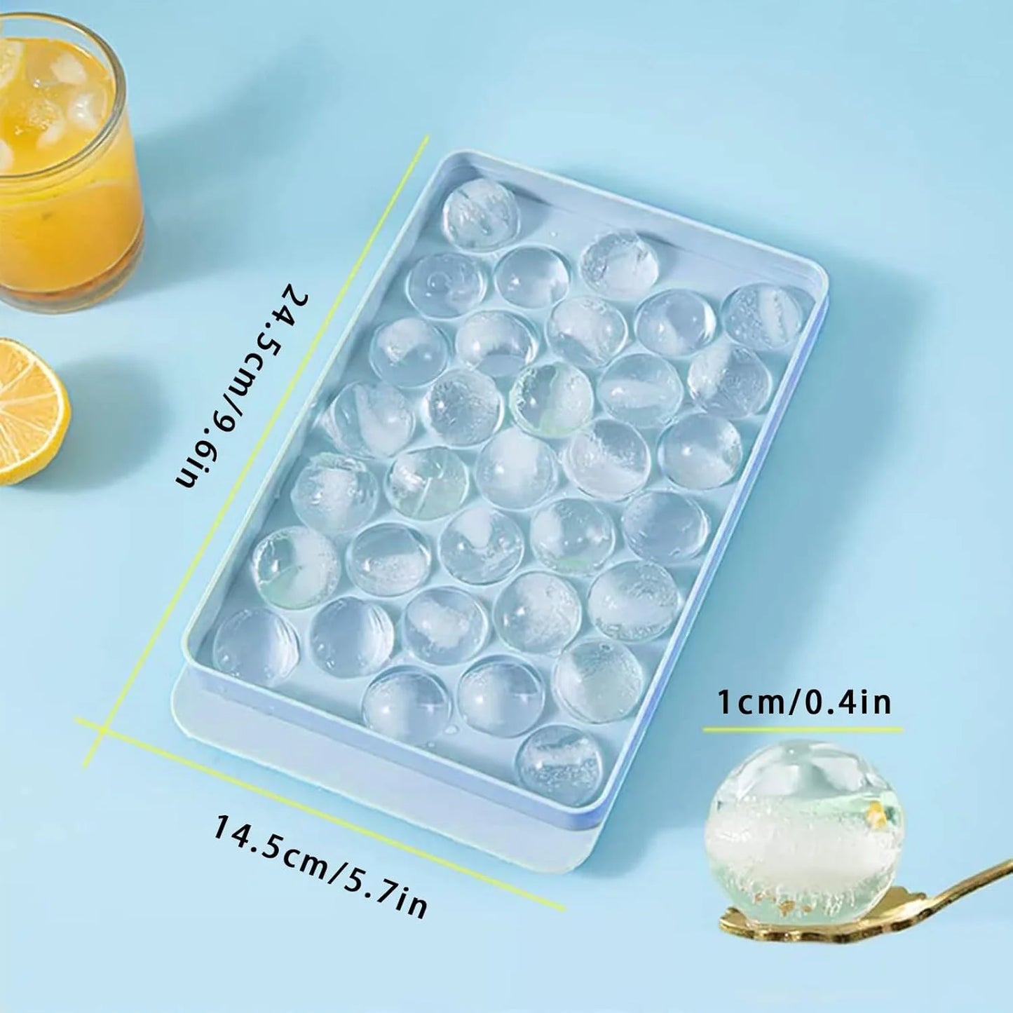 10310 Silicone Ice Cube Trays, Round Silicone Ice Cube Tray with Lid, 33 Compartments Ice Cube Tray for Freezer, Cocktails, Whisky, Tea and Coffee
