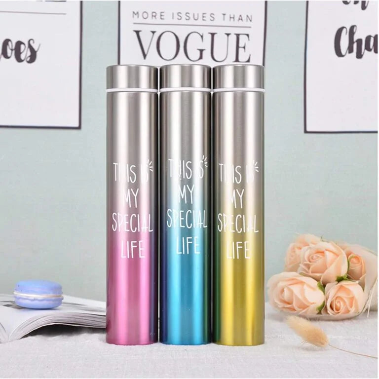 10740 Stainless Steel Slim Thin Vacuum Insulated Thermos Bottle 310 ml Steel Bottle Multicolor