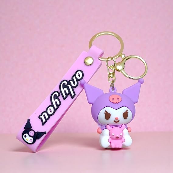 20579 Cute 3D Rubber PVC Cartoon Keychain With Strap Charm & Metal Hook | Cute Anime Inspired Bag Charm Collectible Gift