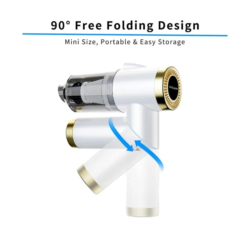 10392 Handheld Vacuum Cordless, 9000Pa Strong Suction, 90°Foldable Mini Portable Vacuum Cleaner, Rechargeable and Lightweight Hand Vacuum with LED Light for Car/Home/Pet Cleaning(White)