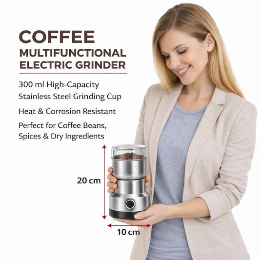 8300 Nima Stainless Steel Multifunctional Electric Grinder & Coffee Maker, Mini Spice and Masala Grinder for Coffee Beans, Nuts and Grains