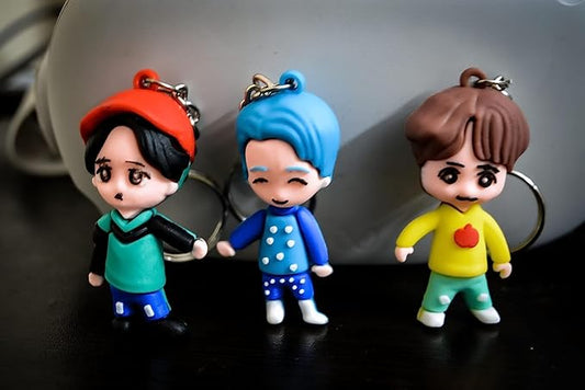 20507  {Pack of 12 }BTS Silicon Soft Rubber Keycahins Multicolored