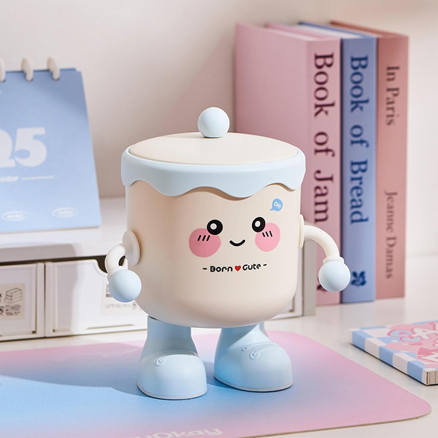 21182 Cute Cartoon Storage Box with Lid & Detachable Legs | Kawaii Plastic Organizer for Toys, Stationery, Snacks & Desk Accessories
