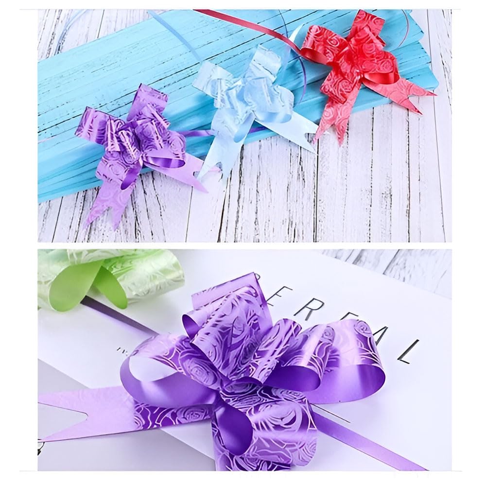 20305 Gift Wrapping Ribbon, Plastic Pull Flower for Decoration, Random Colors 18mm*390mm