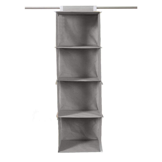 11043 Closet Hanging Organizer, 4 Tier Closet Wardrobe Organizer Clothes Storage Non Woven Close Cloth Organizer(Pack of 1, Grey)