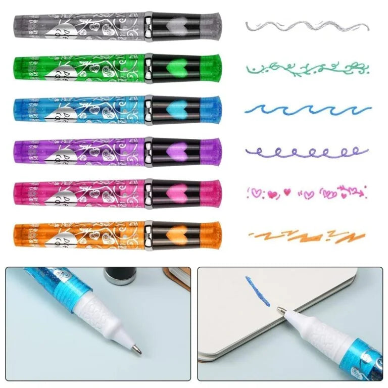 10318 Sketch and Sparkle Tattoo Pens Activity toy Set with Stencils for kids and all (PACK OF 6 MULTICOLOUR)