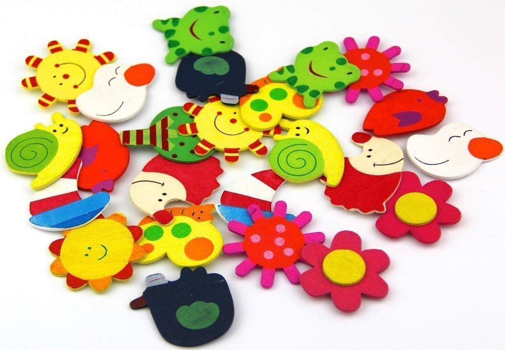 20686 {12 Pcs} Wooden Fridge Calendar Magnet Toy Shape Refrigerator Magnets Cartoon Cute Decorative Sticker for Metal Door Office Whiteboard Return Gifts For Kids