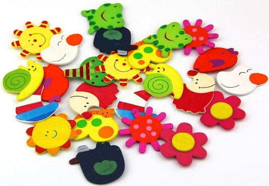 20686 {12 Pcs} Wooden Fridge Calendar Magnet Toy Shape Refrigerator Magnets Cartoon Cute Decorative Sticker for Metal Door Office Whiteboard Return Gifts For Kids