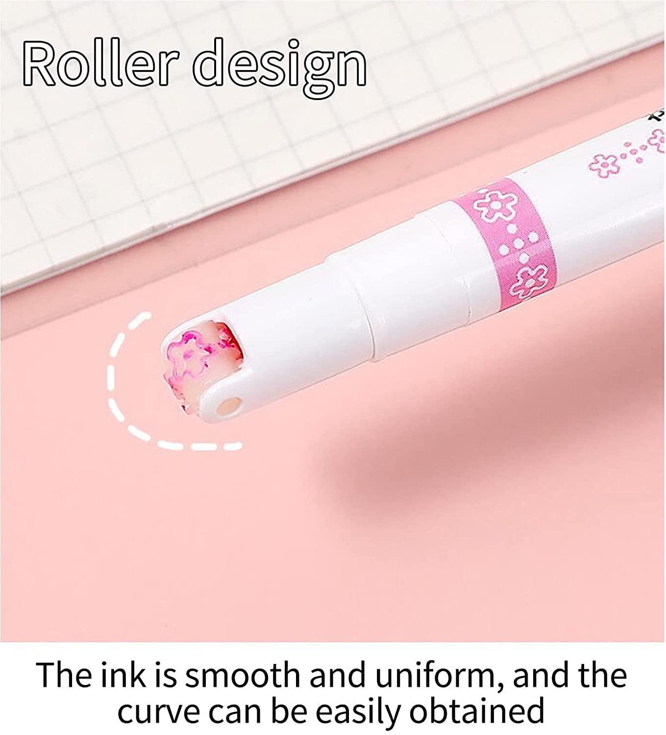 DM-7008-6  Curve Highlighter Pen Set-Dual Tip Pens with 6 Different Curve Shapes Fine Tips,Colorful Curve Highlighters Six Cute Pattern-Heart/flower/curve/dotted Line/Slash/Dot, for Writing, Drawing(6)
