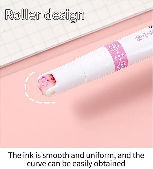 DM-7008-6  Curve Highlighter Pen Set-Dual Tip Pens with 6 Different Curve Shapes Fine Tips,Colorful Curve Highlighters Six Cute Pattern-Heart/flower/curve/dotted Line/Slash/Dot, for Writing, Drawing(6)