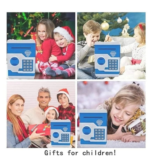 4108 Toys Battery Operated Mini ATM Safe Kids Piggy Saving ATM Bank with Electronic Lock Coin Bank Cash Deposit ATM Cartoon for Kids (Random Print)