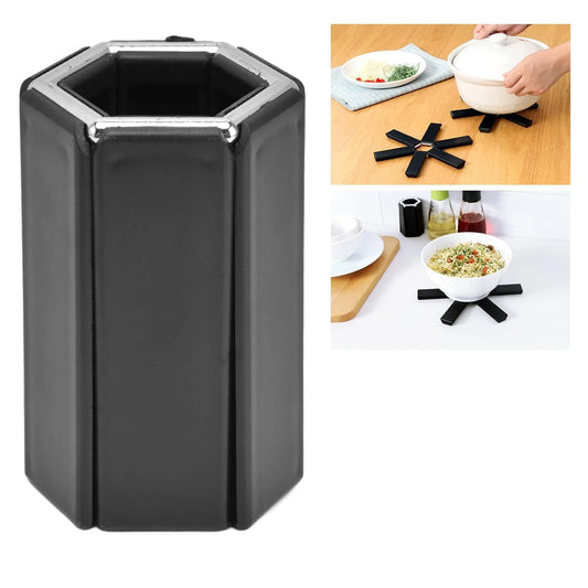 10826 Folding Pot Mat, Foldable Trivets Black Heat Insulating for Dining Room for Pot