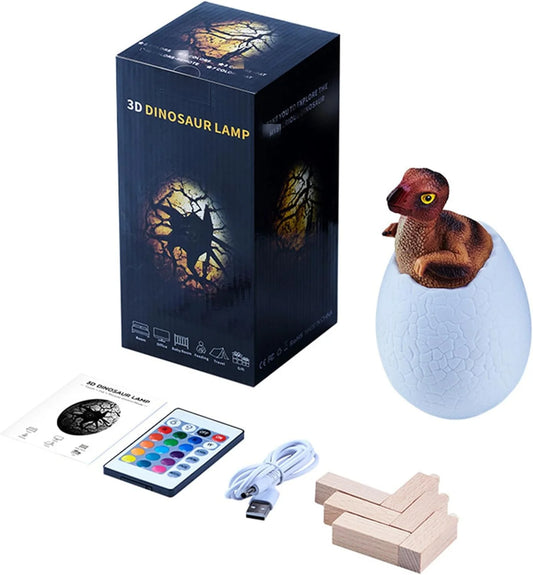 10209 – D Dinosaur Egg Night Light with Wooden Base,Touchable with Remote Control, Multi-color Dinosaur Egg Night Light