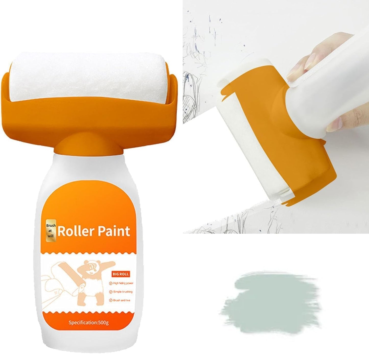 21160  Wall Repair Paint Roller – Multifunctional White Touch-Up Roller Brush for DIY Wall Repair, Crack & Stain Cover, Smooth Finish Latex Paint Applicator for Walls & Ceilings