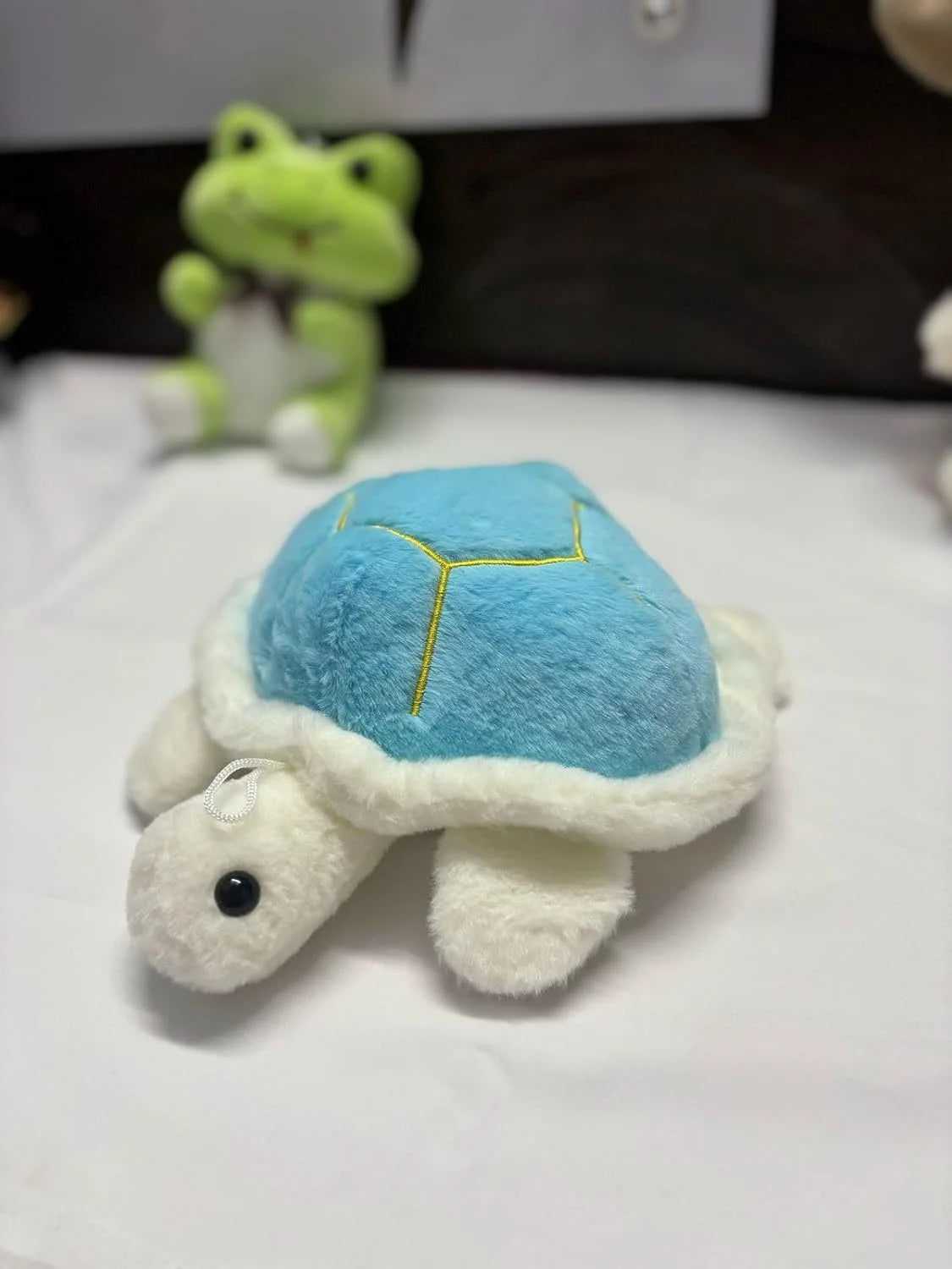 10640 Turtle Soft Stuffed Animal push toy, Blue Shell with White Body, Soft Toy {15 cm}